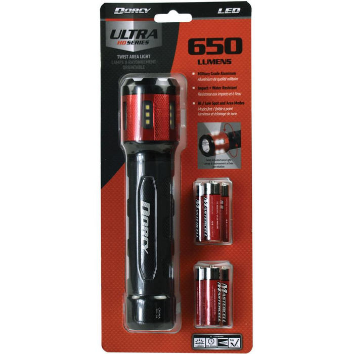 Dorcy Ultra HD Series 6AA Twist Flashlight - AA - Black, Red
