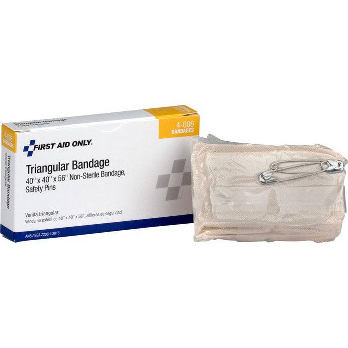 First Aid Only 40" Triangular Bandage - 4" x 2.25" - 1/Each - 100 Per Carton - Off White