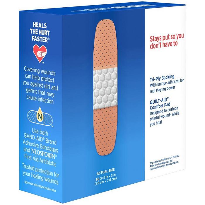 Band-Aid Tru-Stay Plastic Strips Adhesive Bandages - 0.75" - 60/Box - Tan