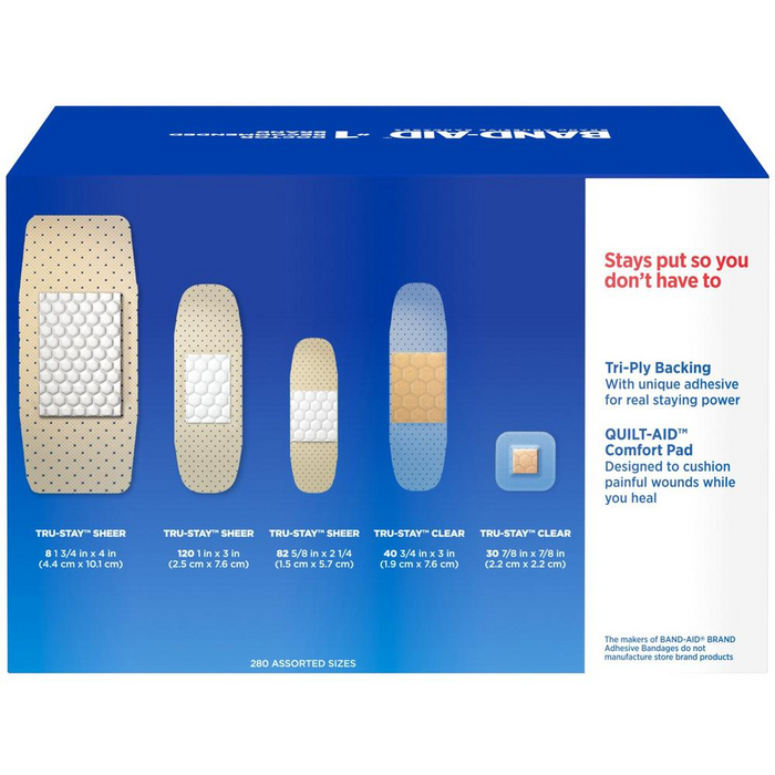 Band-Aid Adhesive Bandages Family Variety Pack - 280/Box - White