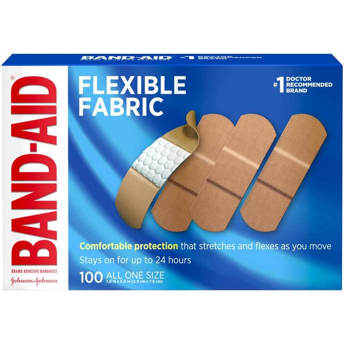 Band-Aid Flexible Fabric Adhesive Bandages - 1" - 100/Box - Beige - Fabric