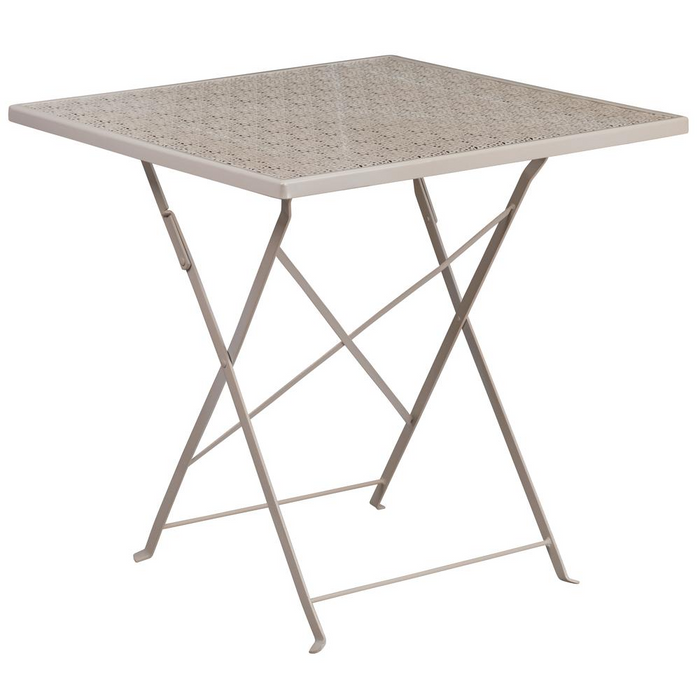 Commercial Grade 28" Square Light Gray Indoor-Outdoor Steel Folding Patio Table