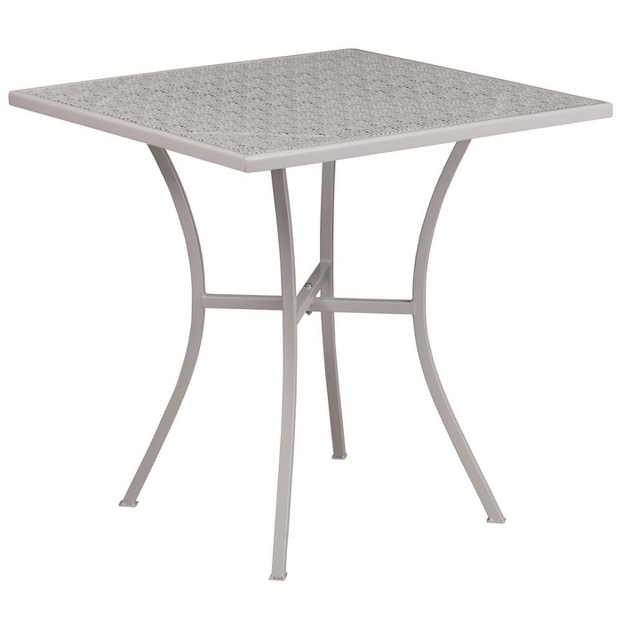 Commercial Grade 28" Square Light Gray Indoor-Outdoor Steel Patio Table