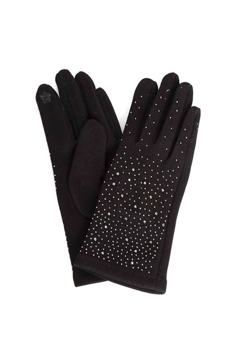 Black Studded Texting Gloves