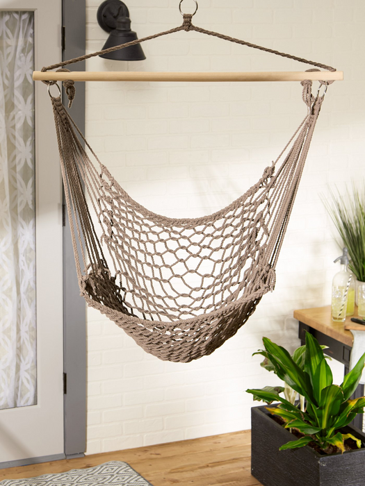 Recycled Cotton Swinging Hammock Chair - Stone