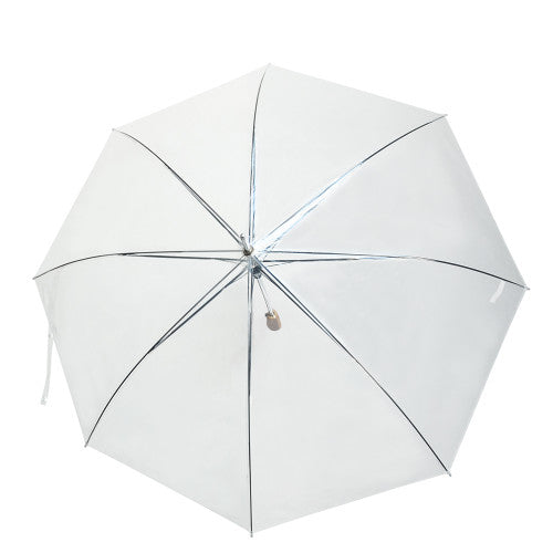Clear Rain Umbrella - 48" Across - Auto Open - Rip-Resistant - Resin Handle - Light Strong Metal Shaft and Ribs - Perfect for 1 Person